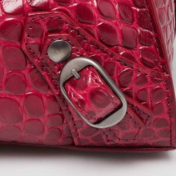 Balenciaga Raspberry Croc Embossed Calfskin Leather Neo Classic Small City Bag - Picture 8 of 12